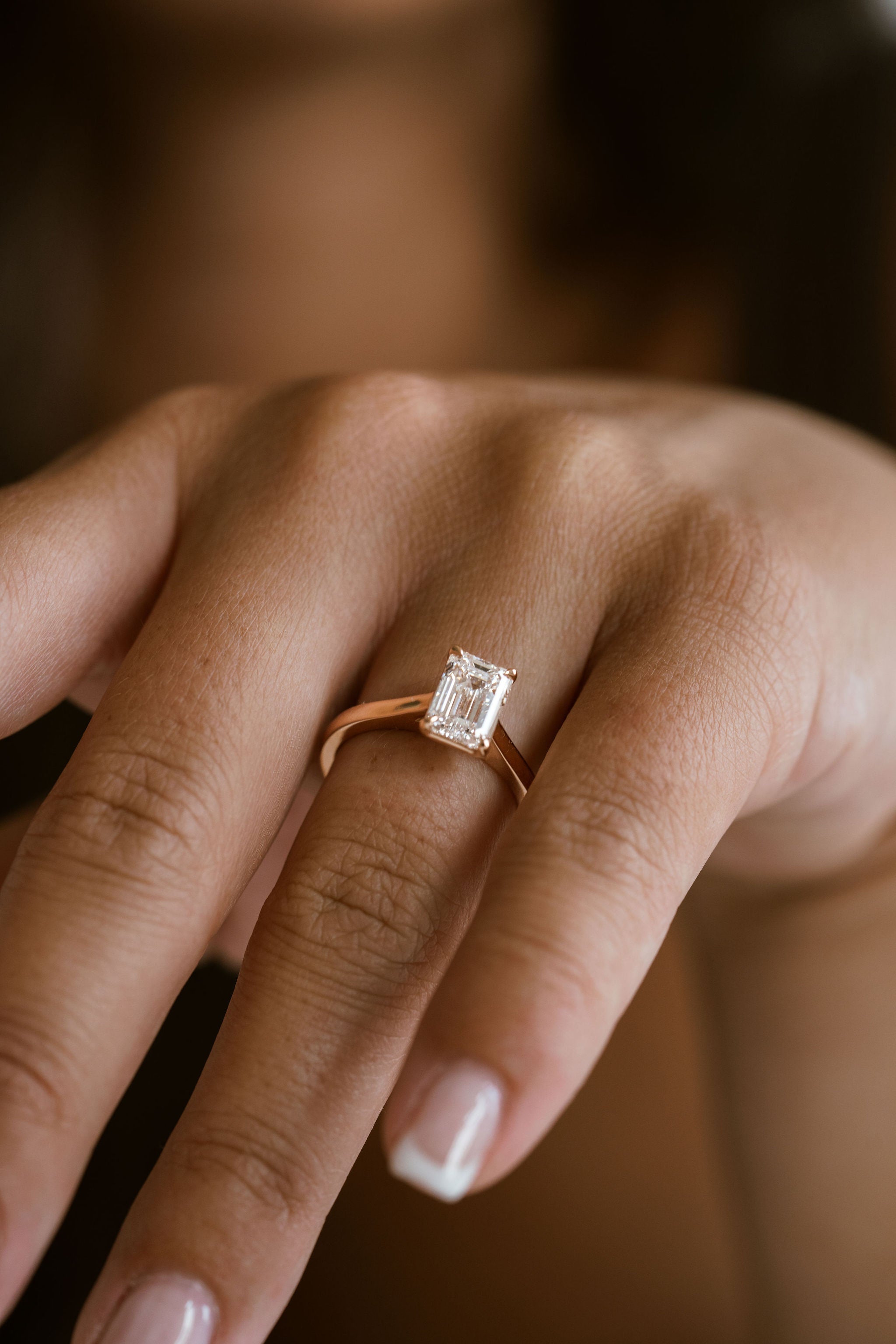 Marquise Shaped Three Stone Lab Grown Diamond Engagement Ring